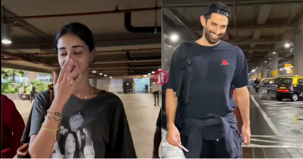 B-town's favourite couple Aditya and Ananya couldn't stop blushing as they return from Lisbon; Watch the video